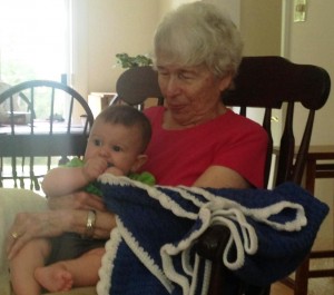 Mary Allin with her great grandson