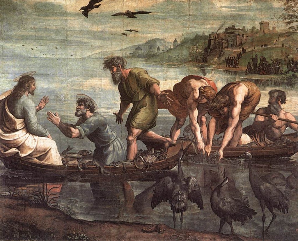 The Miraculous Draught of Fishes by Raphael (1515) (Public Domains vis Wikimedia Commons)